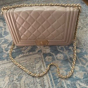 Nude purse, quilted designer look
